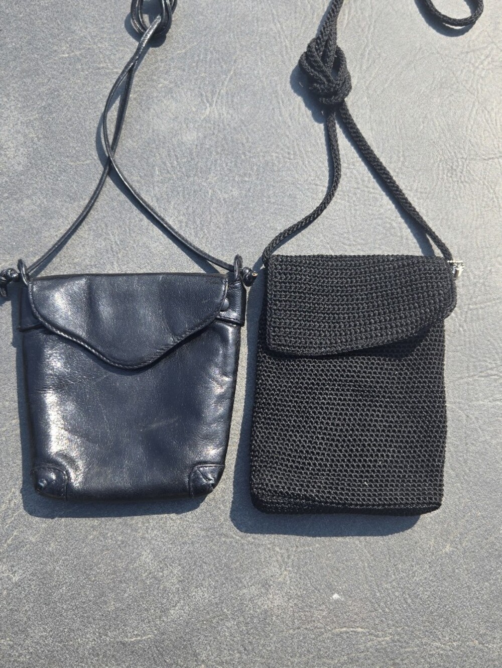 TWO Black Crossbody Shoulder Bags -  Leather And Cloth. The Sak.